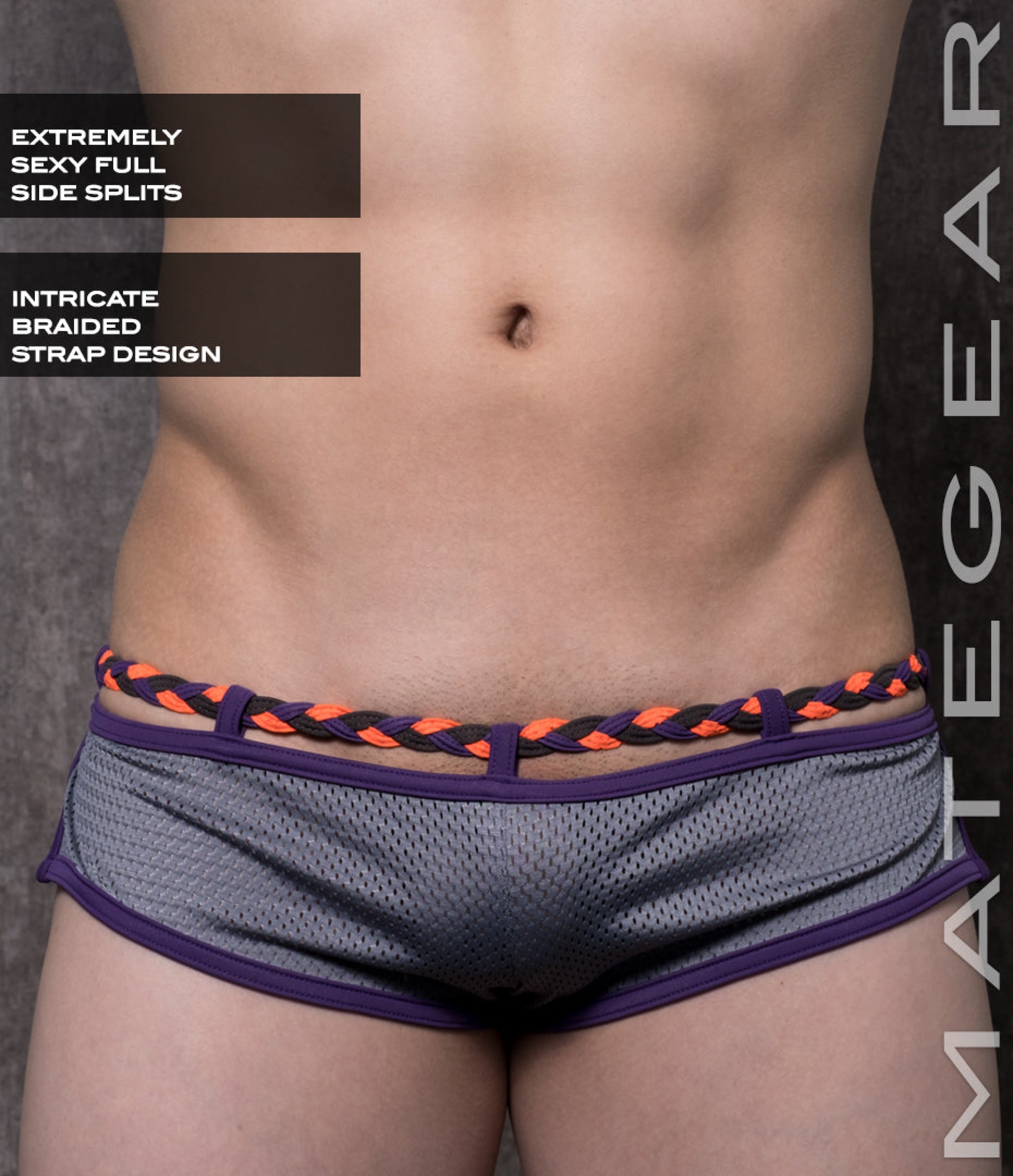Sexy Mens Sportswear Extremely Mini Shorts - Ha Yoon Viii Grey Sports Netting / Medium