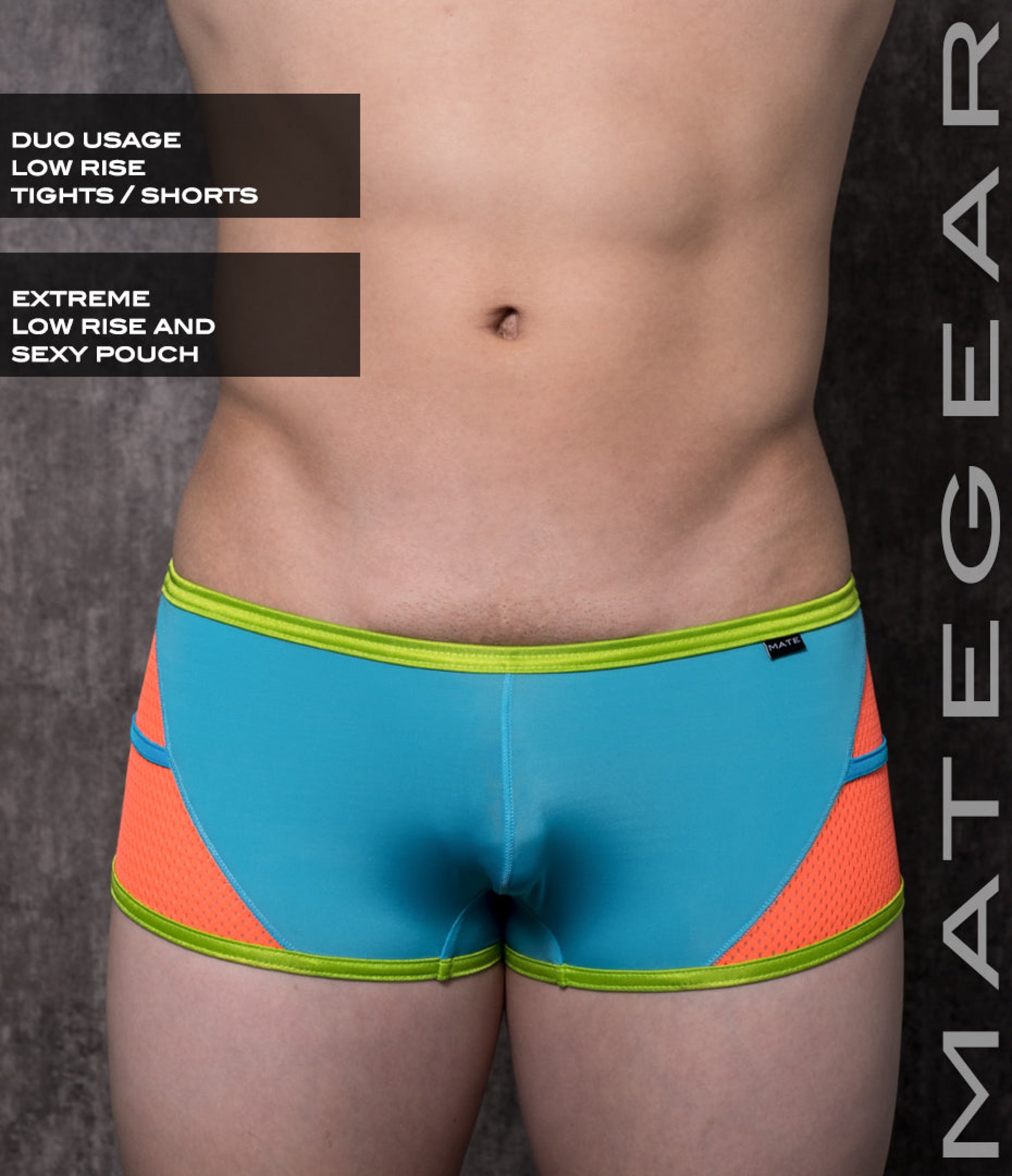 Sexy Mens Sportswear Mini Tight Shorts - Gan Dong (With Pouch) Skyblue Thin Nylon / Medium