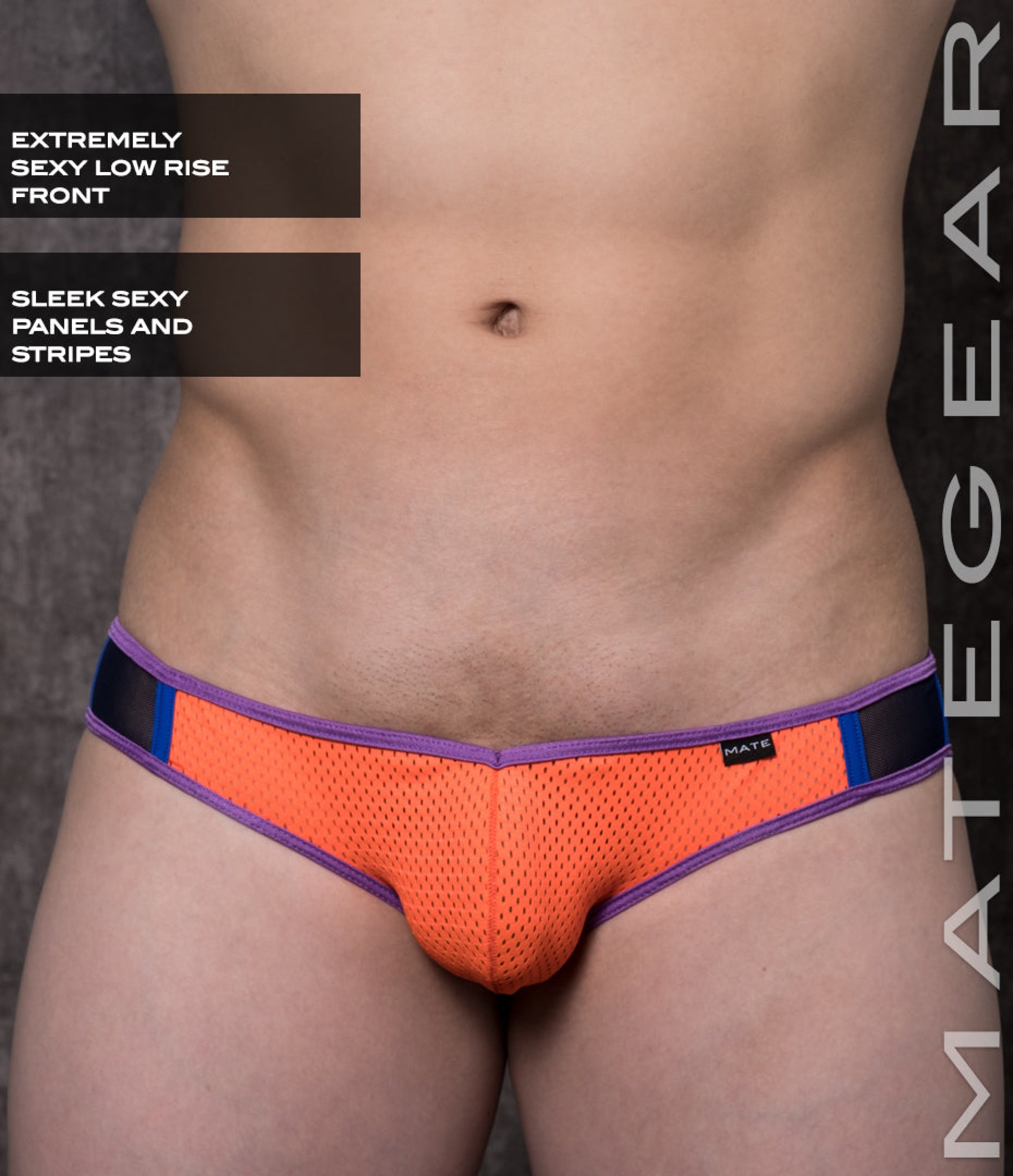 Sexy Mens Swimwear Extremely Mini Bikini - Han Chung Orange Sports Netting / Large