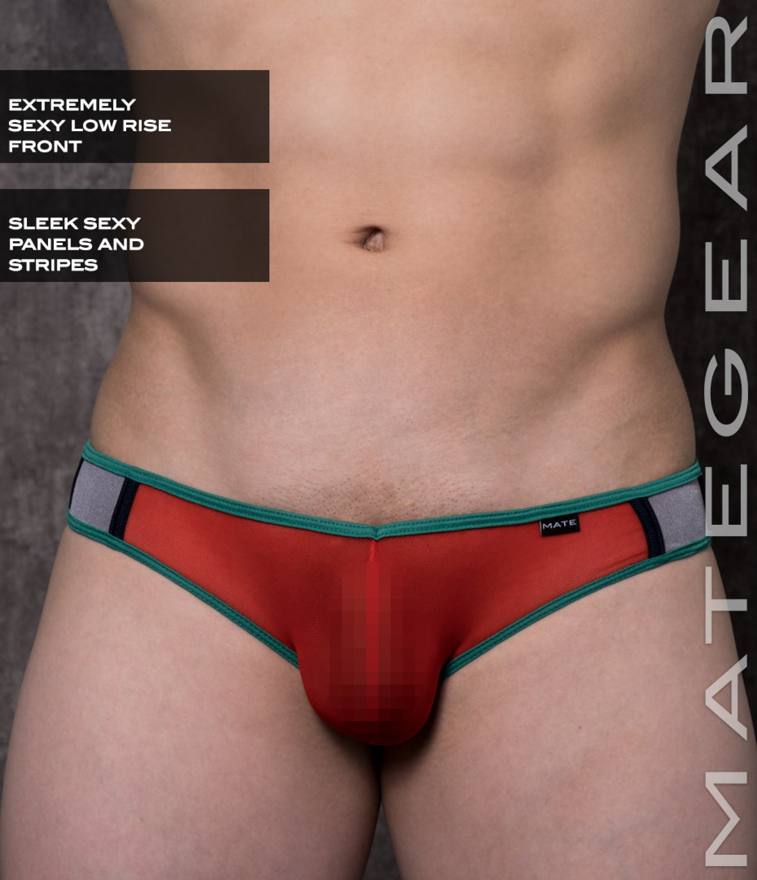 Sexy Mens Swimwear Extremely Mini Bikini - Han Chung Red Mesh / Large