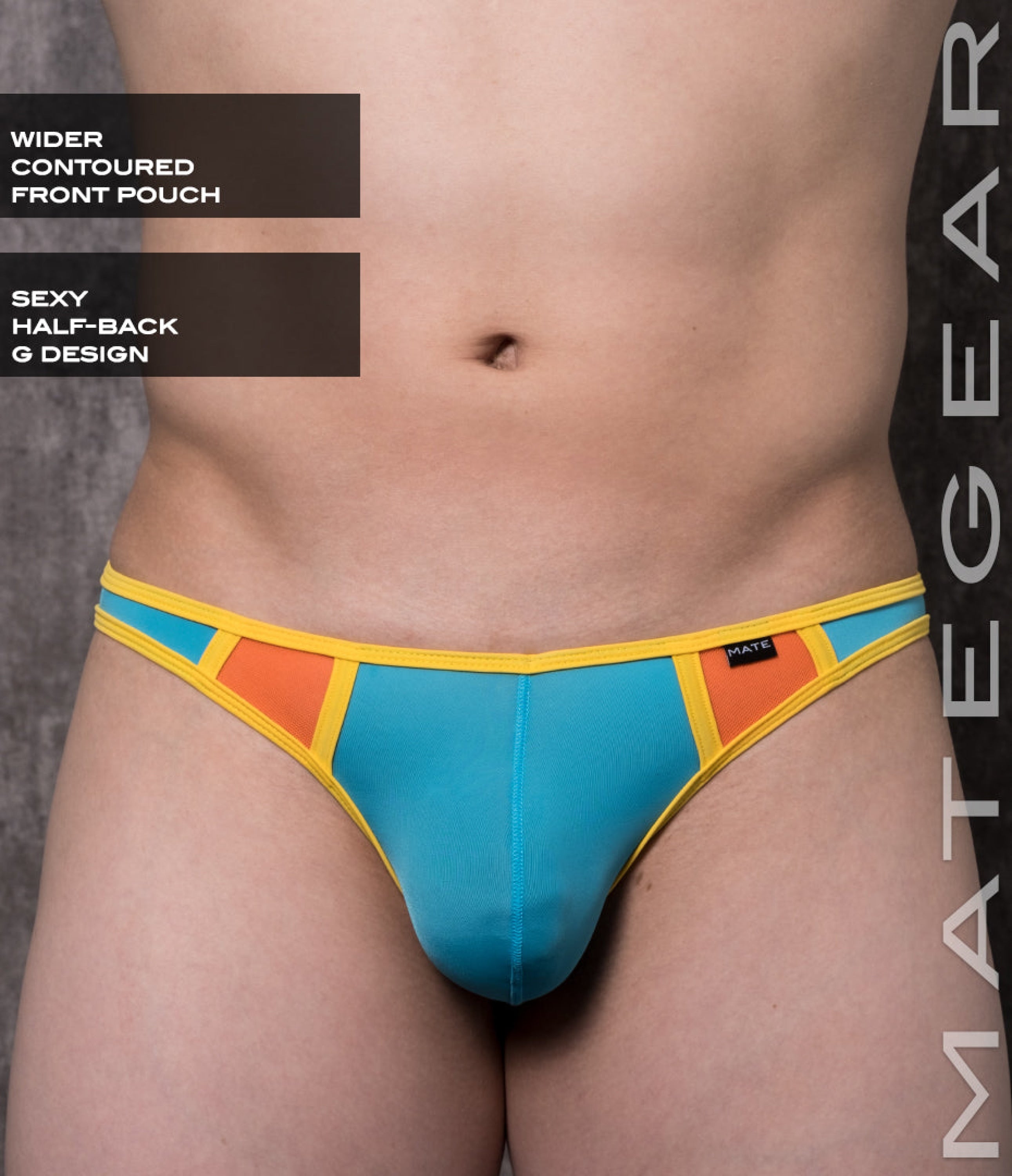 Sexy Mens Swimwear Ultra Swim Bikini - Pak Eun (Half Back G) Skyblue Thin Nylon / Medium