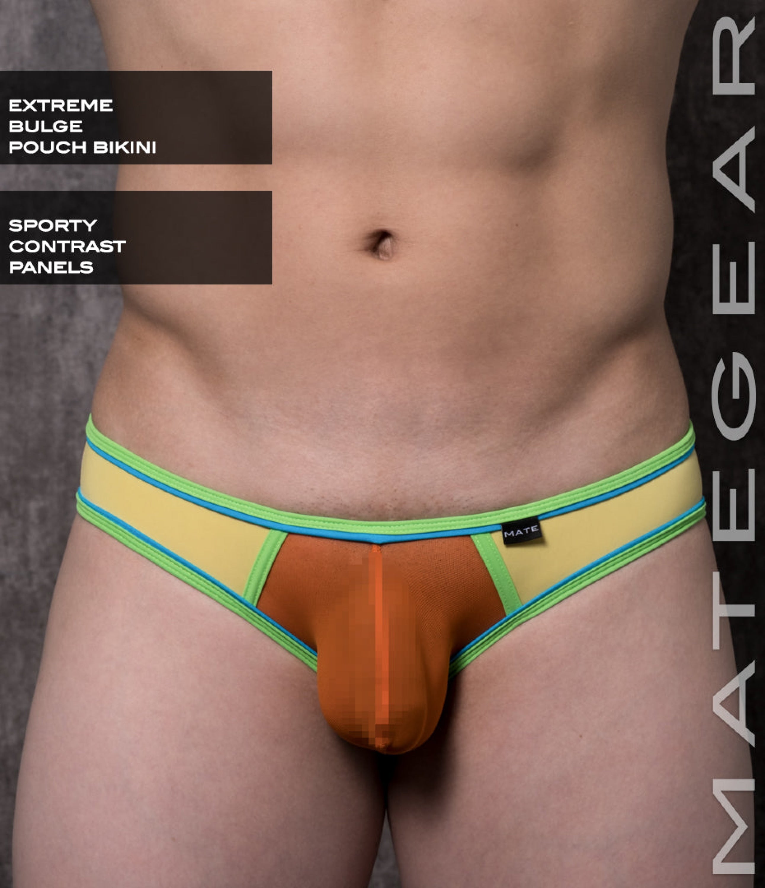 Sexy Mens Swimwear Ultra Swim Pouch Bikini - Cho Chul Iii (Extreme Bulge Pouch) Orange Mesh / Medium