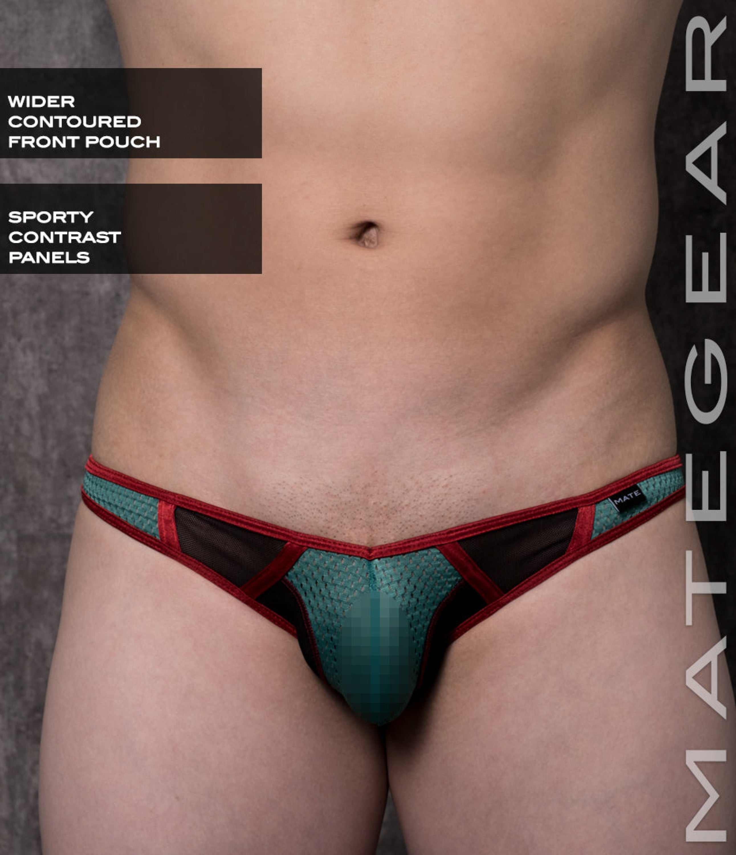 Sexy Mens Swimwear Ultra Swim Pouch Bikini - Sang Jun Viii Green Sports Netting / Medium