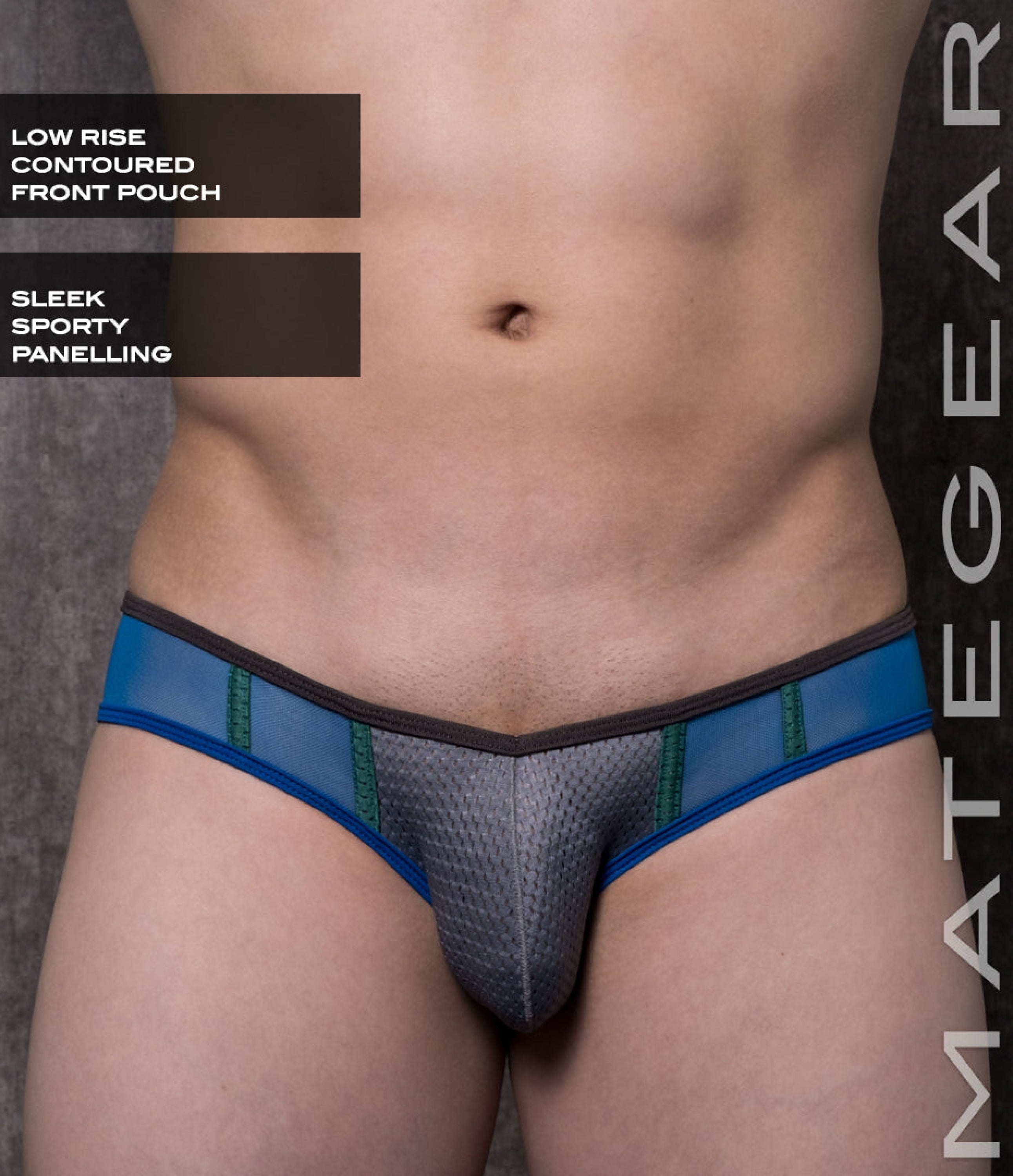 Sexy Mens Swimwear Ultra Swim Pouch Bikini - Yeong Da Iii Grey Sports Netting / Medium