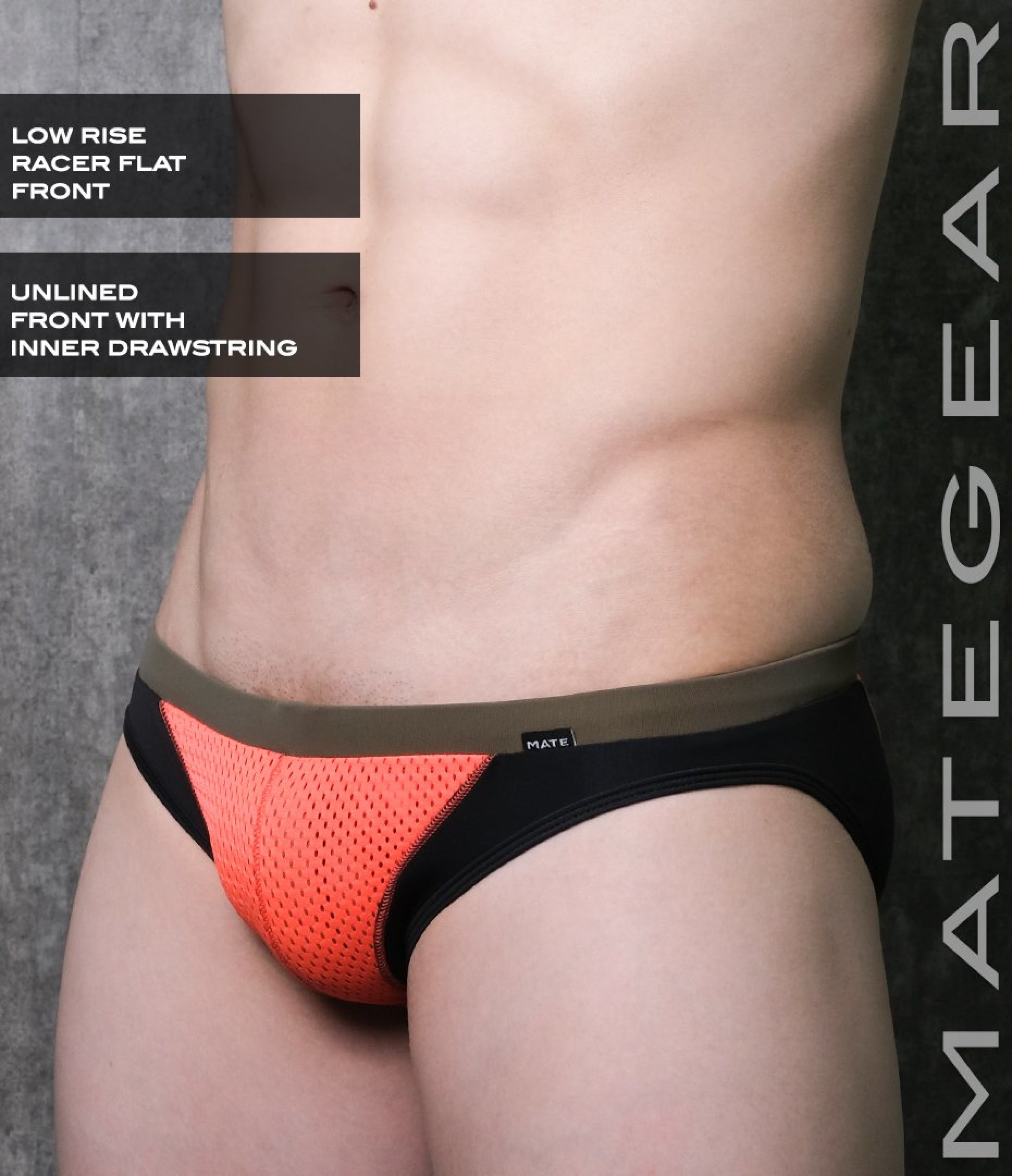 Sexy Mens Swimwear Ultra Swim Racer Bikini - Tak Jae (Low Rise Flat Front / With Drawstring)