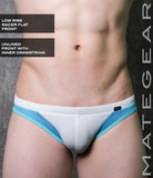 Sexy Mens Swimwear Ultra Swim Racer Bikini - Tak Jae (Low Rise Flat Front / With Drawstring) White