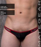 Sexy Mens Swimwear Ultra Swim Thong - Myo Mun (X-Tra Low Front/ V-Thong) Black Grey Diamond Print