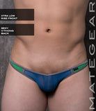 Sexy Mens Swimwear Ultra Swim Thong - Myo Mun (X-Tra Low Front/ V-Thong) Blue Mesh / Medium