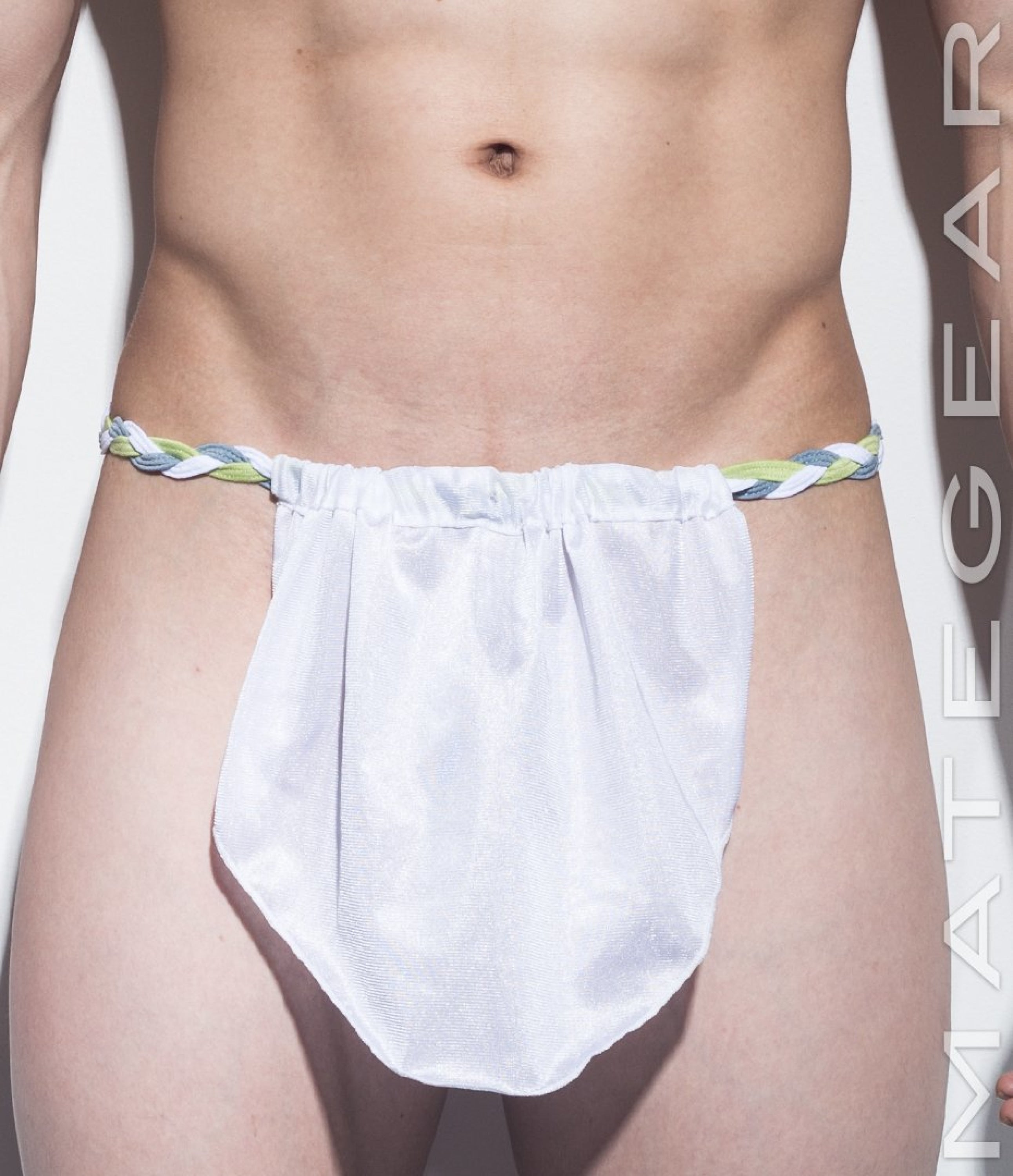 Sexy Men's Underwear Extreme Xpression Bikini - Po Dae (Green/White/Grey Braided Band) - MATEGEAR - Sexy Men's Swimwear, Underwear, Sportswear and Loungewear