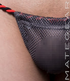 Sexy Mens Underwear Xpression Mini Bikini - Ryeo Jae (Adjustable Front / Open Back Blackred Band))