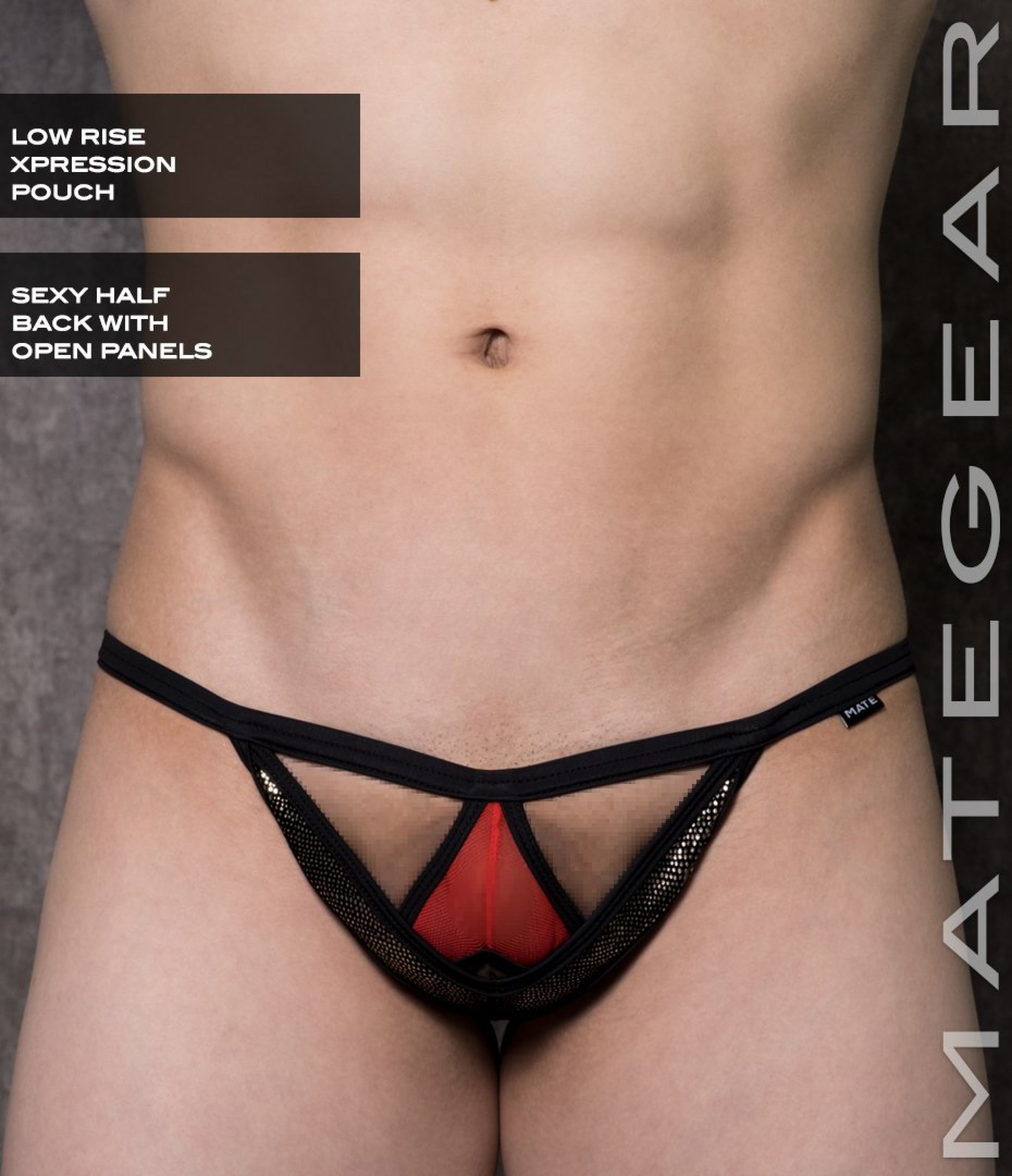 Sexy Mens Underwear Xpression Mini Bikini - Yeo Suk (Low Rise Front) Black Band / Medium