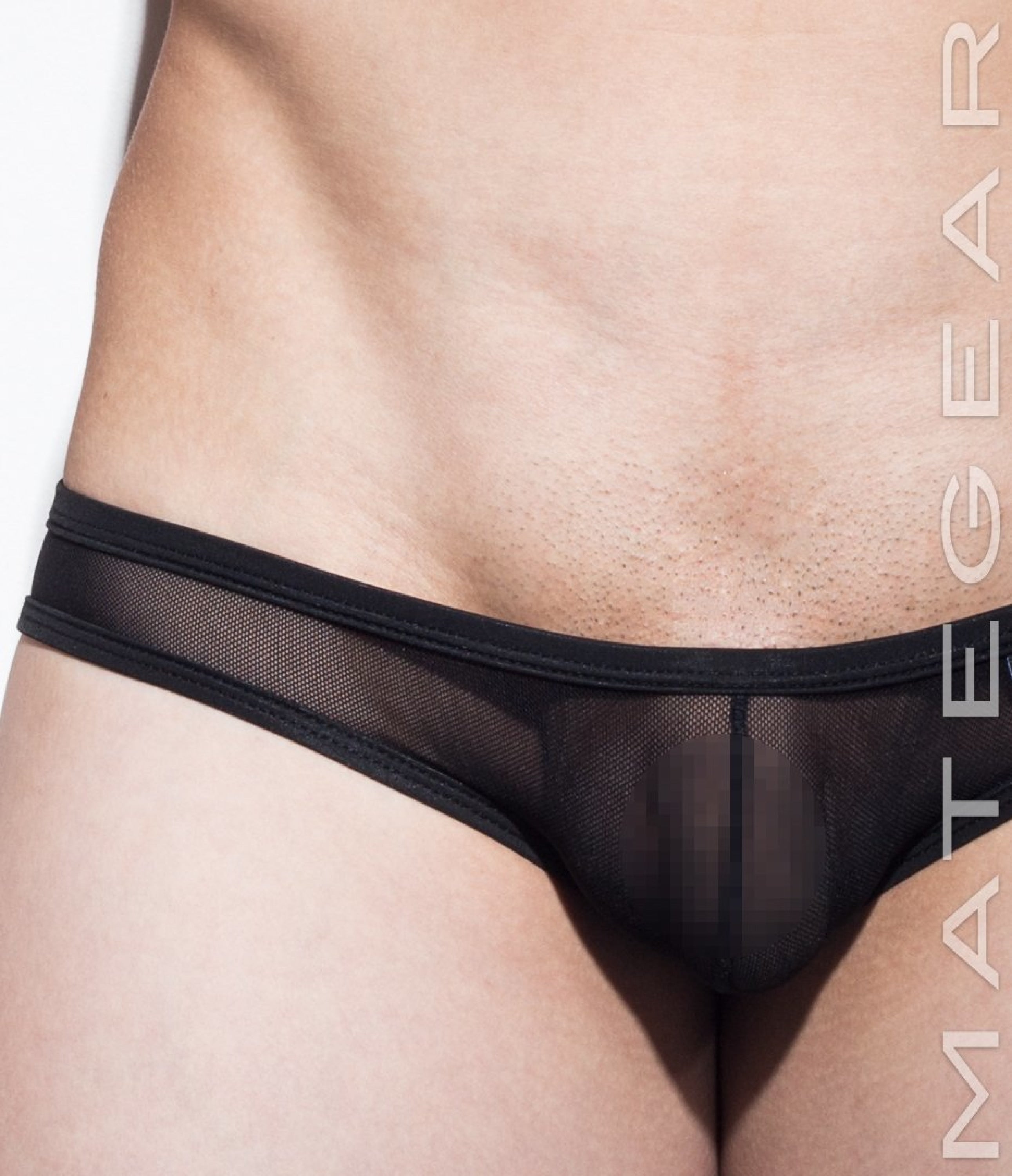 Men's Thong Mesh Underwear See Through Male Panties Mens Sheer Thong (Red)