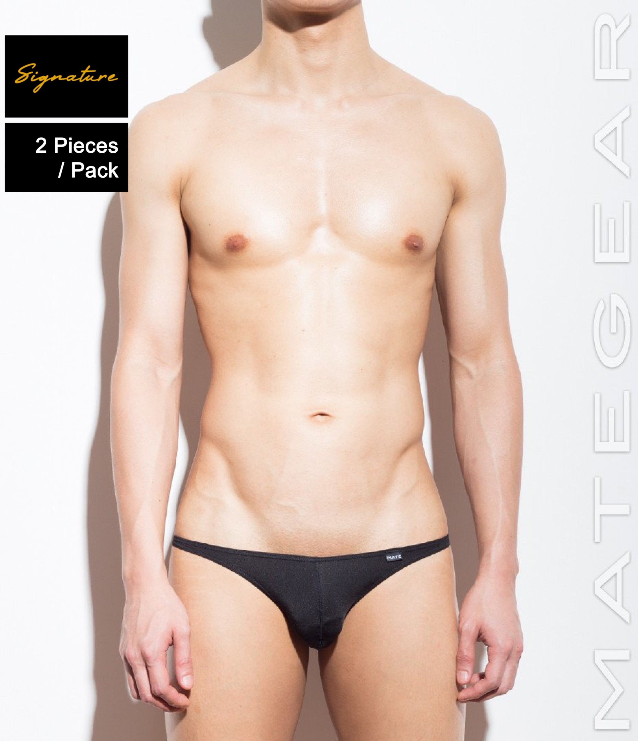 [2pc/Pack] Sexy Men's Underwear Ultra Bikini Briefs - Sang Jun (Air Nylon  Signature Series) - 2pc Black / Large