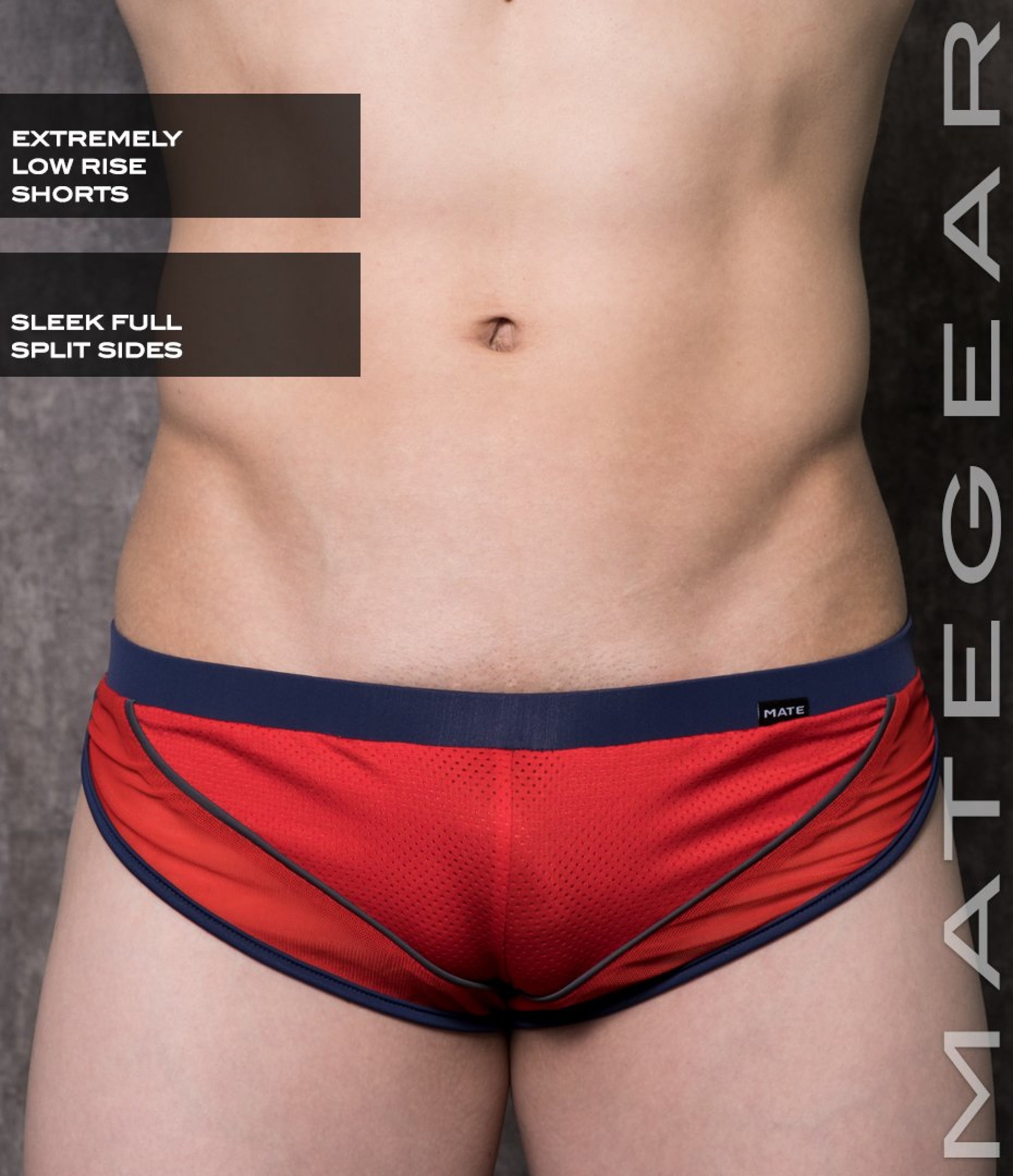 Sexy Mens Sportswear Extremely Mini Shorts - Ki Nam Ix Red Sports Mesh / Small