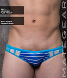 Sexy Mens Swimwear Mini Swim Bikini - An Dong Ii Blue White Striped Nylon / Medium
