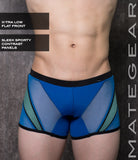 Sexy Mens Swimwear Mini Tights - Ryu Sook Ii (X-Tra Low Flat Front) Blue Nylon / Small