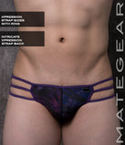 Sexy Mens Swimwear Xpression Ultra Bikini - Ae Cha (Strap Back) Purple Abstract Print Nylon / Medium