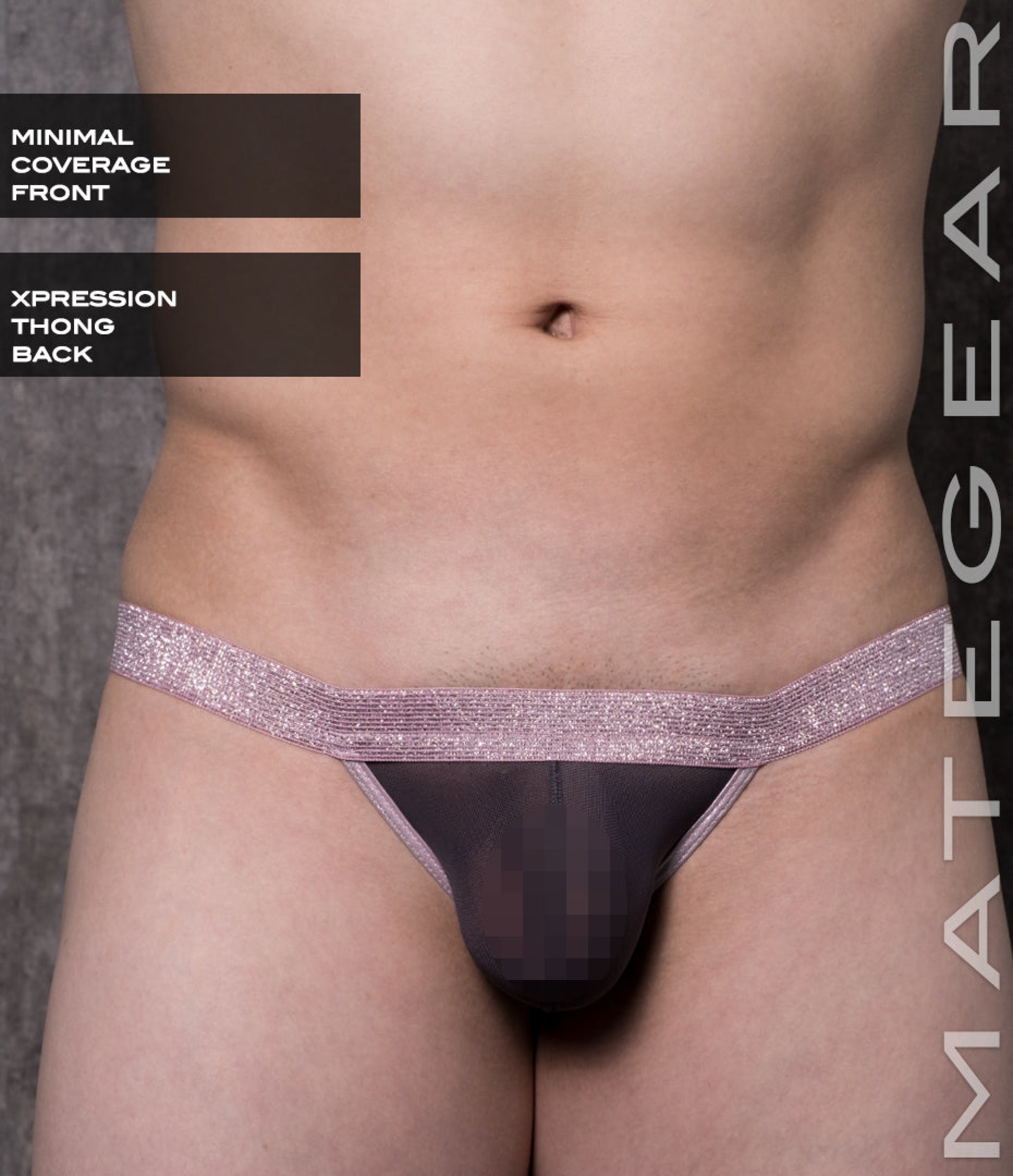 Sexy Mens Underwear Extremely Mini Thong - Gan Tae Grey Mesh / Medium