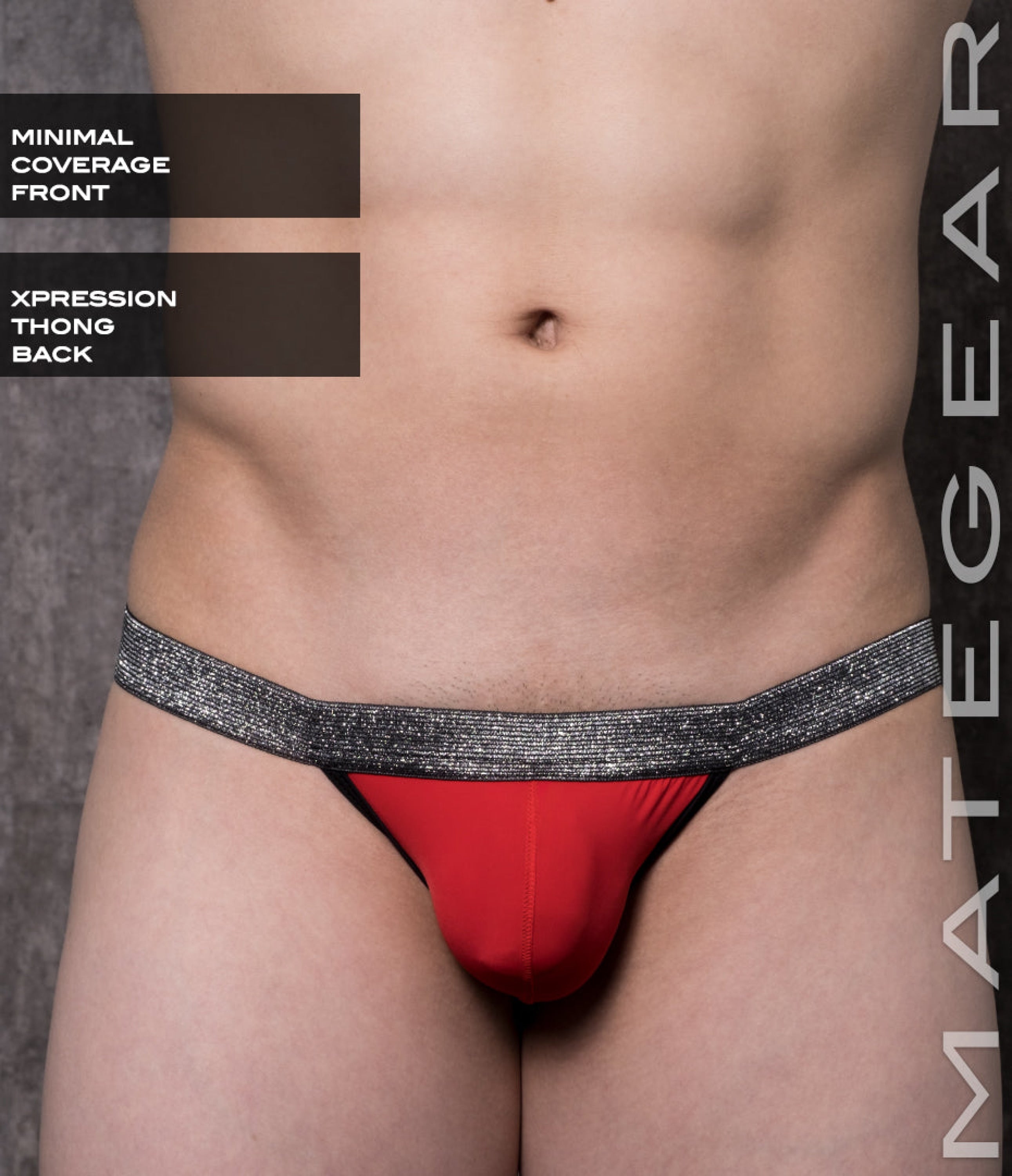 Sexy Mens Underwear Extremely Mini Thong - Gan Tae Red Thin Nylon / Medium