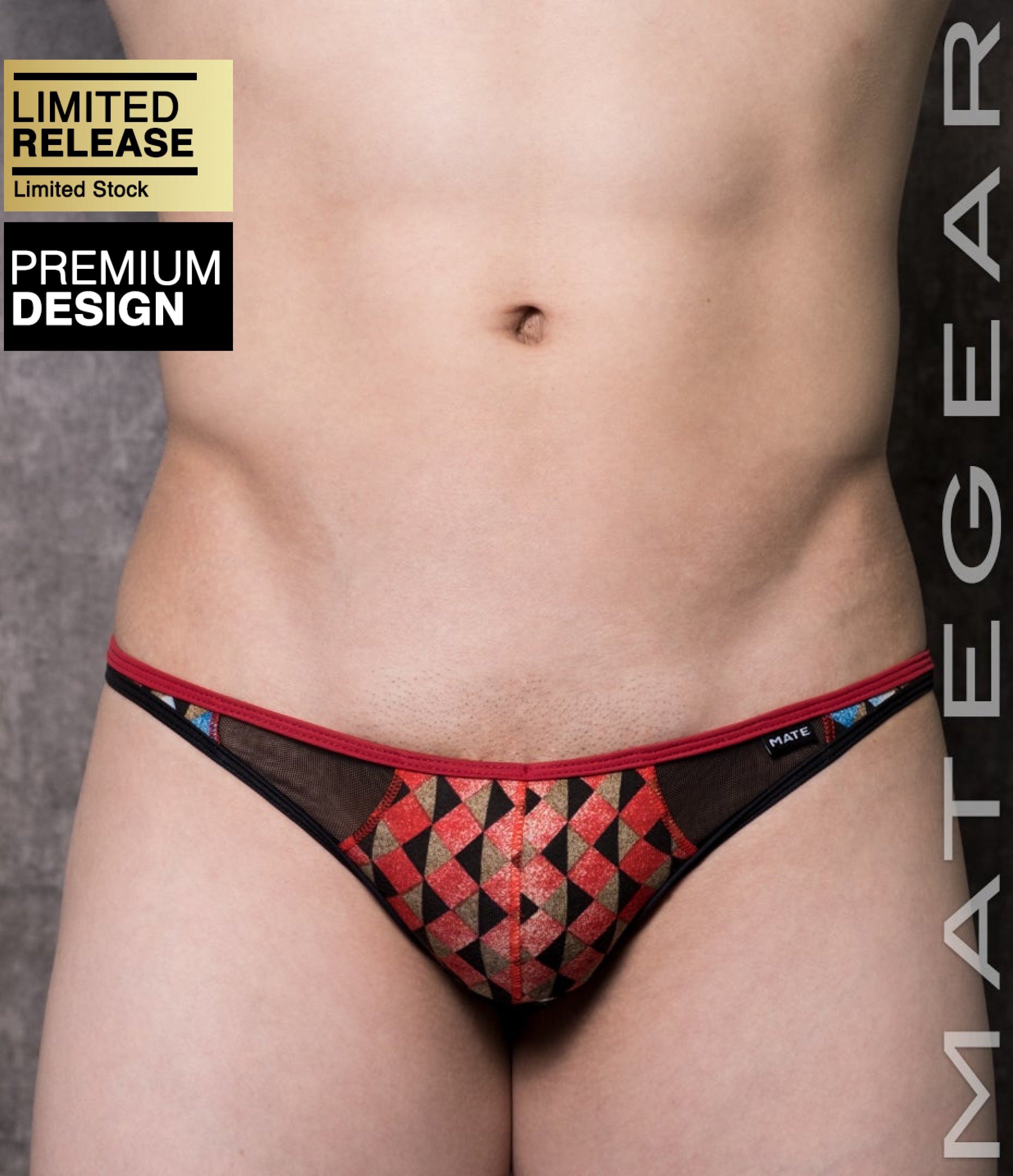Contemporary Diamond-Patterned Men's Thong