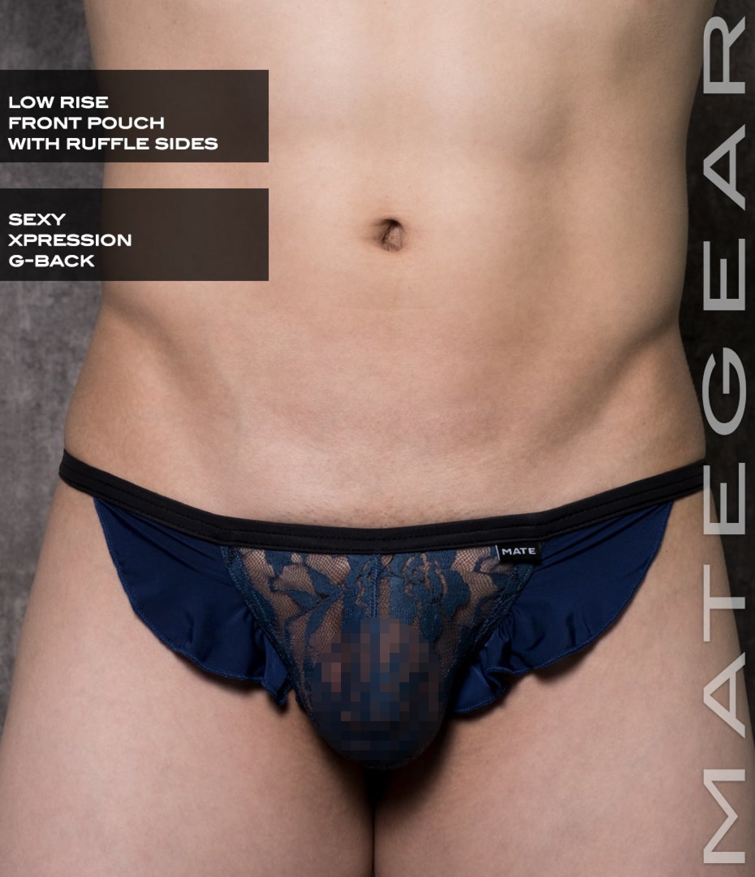 Sexy Mens Underwear Pouch Mini G - In Ho Navy Lace / Medium Underwear-Mini-Designer-Mini-G-Strings