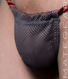 Sexy Mens Underwear Xpression Mini Bikini - Ryeo Jae (Adjustable Front / Open Back Blackred Band))
