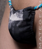Sexy Mens Underwear Xpression Mini Bikini - Ryeo Jae (Adjustable Front / Open Back Bluegrey Band))