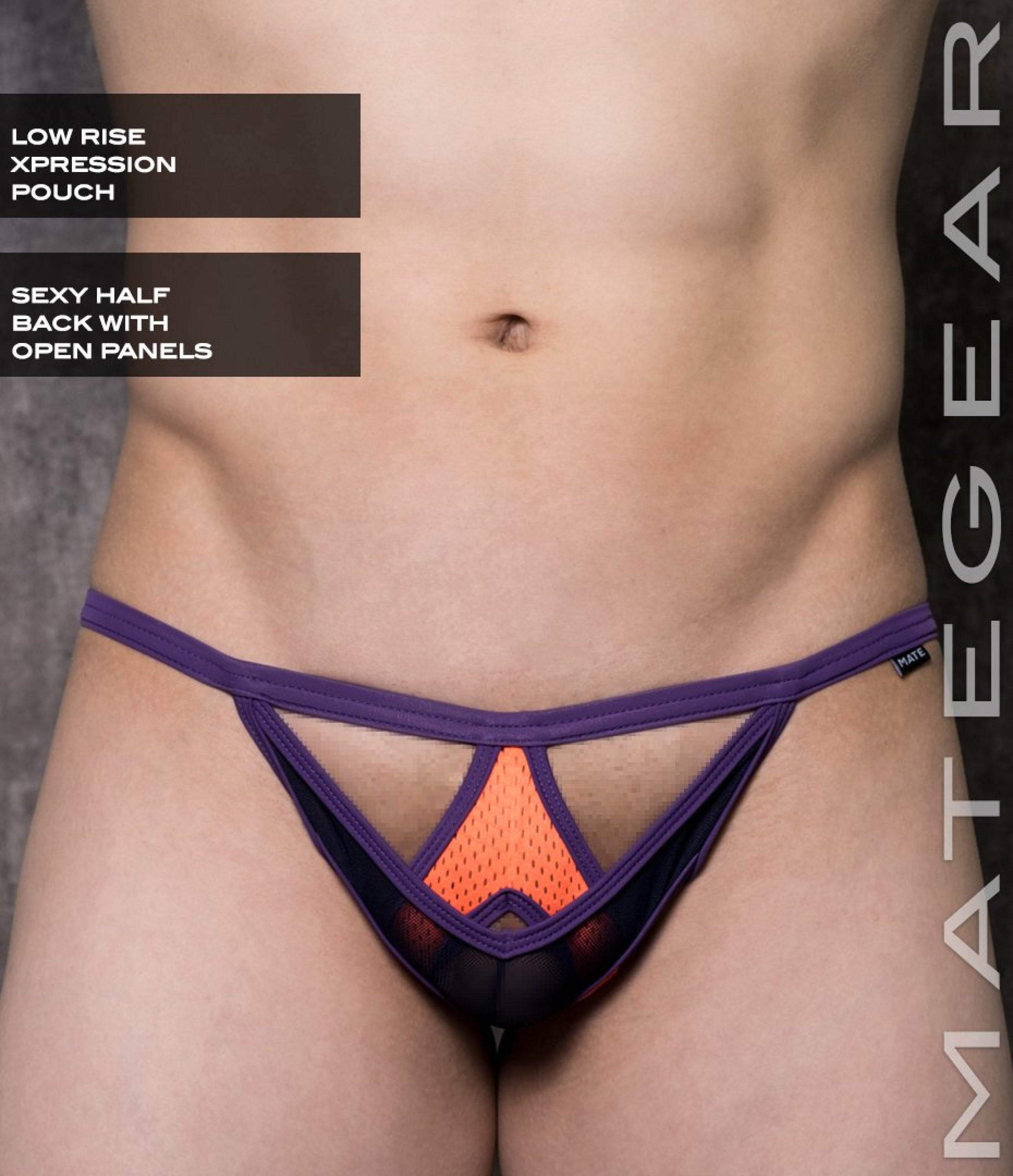 Sexy Mens Underwear Xpression Mini Bikini - Yeo Suk (Low Rise Front) Purple Band / Medium